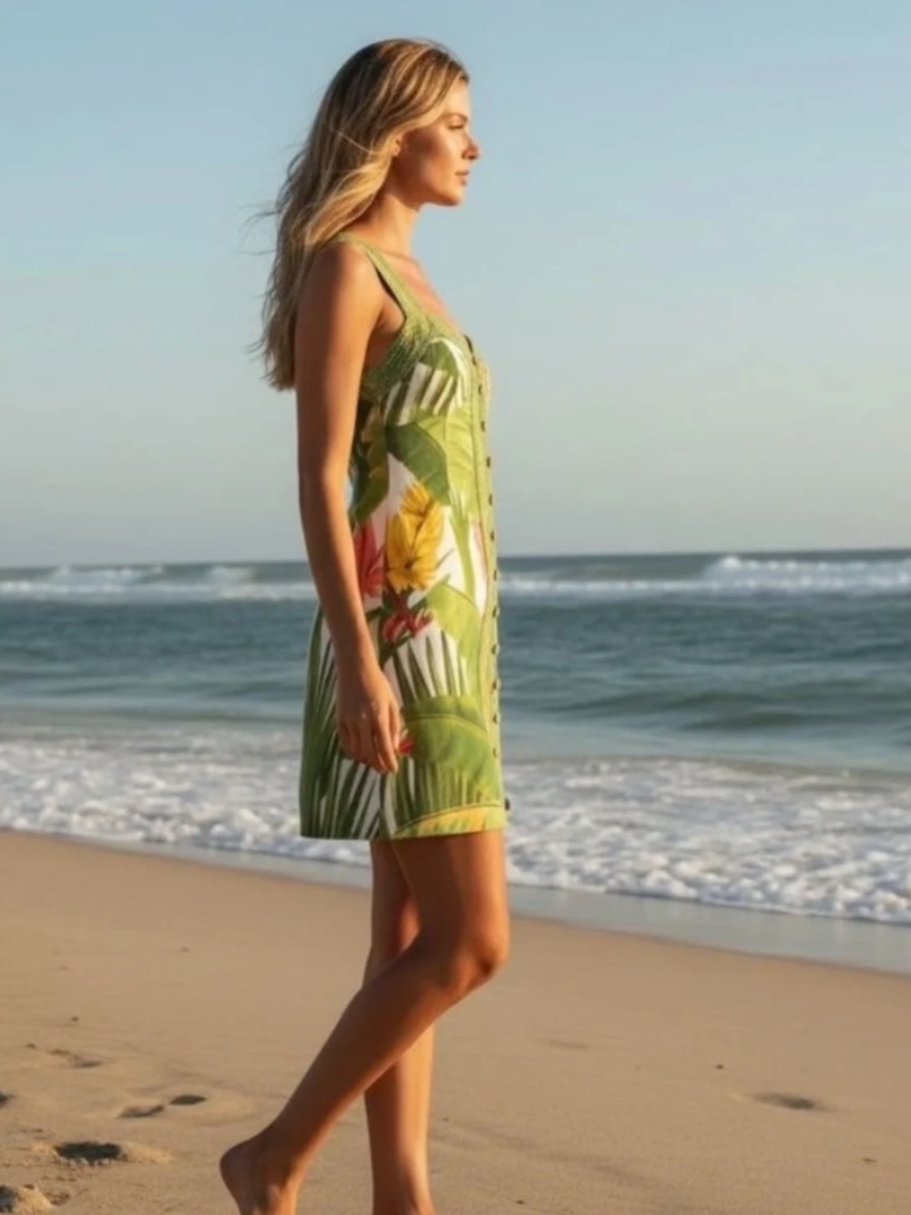 Farm Rio Fresh Forest Sweetheart-Neck Minidress L - Picture 9 of 9